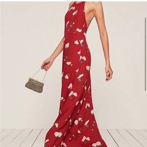 Reformation Red Floral Ana Maxi Dress